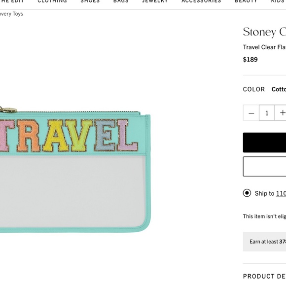 Stoney Clover Lane Snacks flat pouch Clear NWT COTTON CANDY "TRAVEL" - Picture 3 of 8
